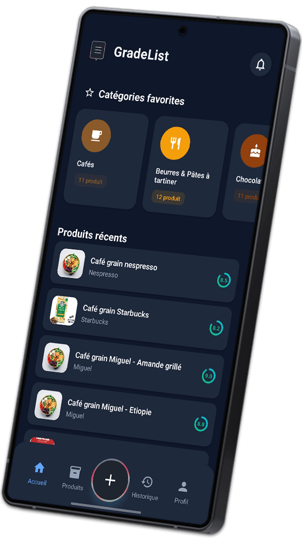 GradeList App Mockup